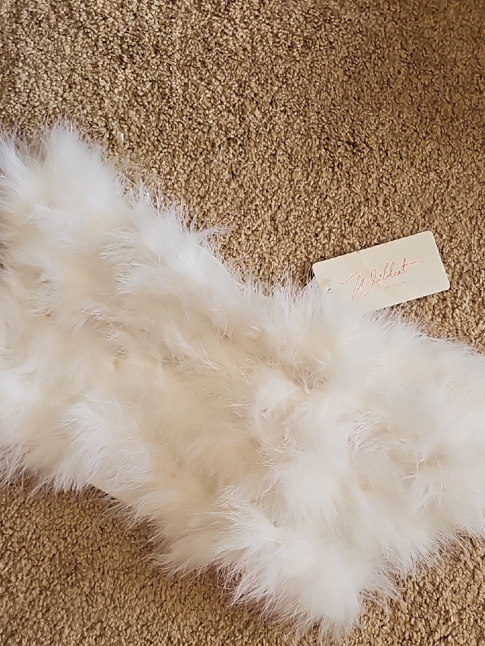 White Faux Feather Scarf Topper - Women’s Faux Florals